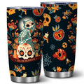 20oz Spooky Gothic Sugar Skull Stainless Steel Tumbler with Lid - Ghost Variation