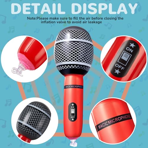 Inflatable Microphones Party Decorations, 12 Pack, 10 Inch Fun Karaoke Props