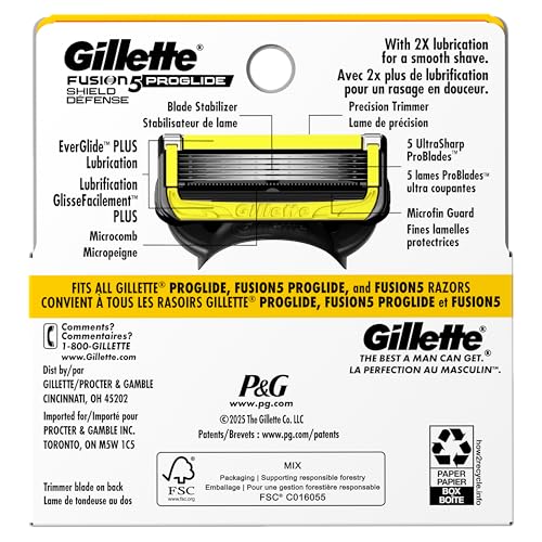 Gillette ProGlide Shield Razor Refills for Men, 4 Blade Refills