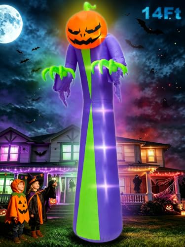14 Ft Giant Halloween Inflatable Pumpkin with LED Lights for Outdoor Yard Decor
