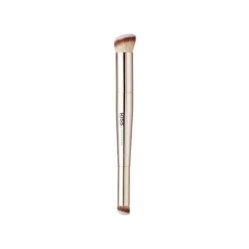 KISS NEW YORK Professional Dual Ended Complexion Brush for Blending and Even Application, Angled Sculpting Applicator for Concealer, Foundation, Setting Powder