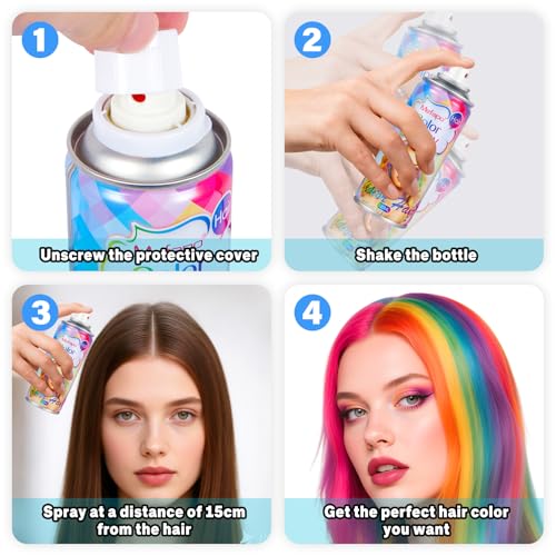 Black Temporary Hair Color Spray for Kids & Adults - Washable 120ML, Halloween & Cosplay