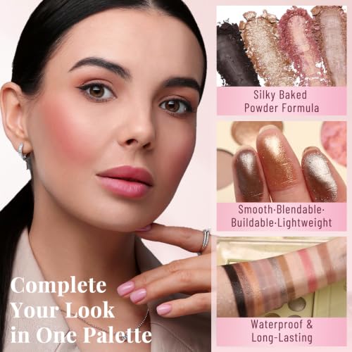 All-in-One Face & Eye Makeup Palette with Eyeshadows, Blush, Bronzer & Highlighter