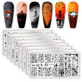 Halloween Nail Art Stamping Plates - 8PCS Fall Winter Nail Design Kit