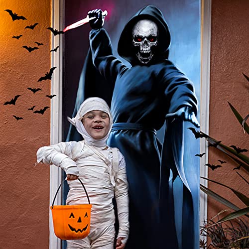 Halloween Skeleton Door Banner Backdrop Decoration - Spooky Party Photo Booth Prop