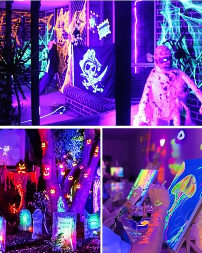 4 Pack LED Black Light Bars for Party Halloween Fluorescent Glow in The Dark