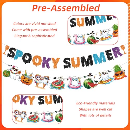 Blue Summer Ween Party Decorations - 2 Pcs Halloween & Summer Banner