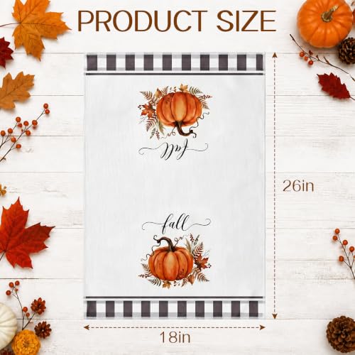 Fall Kitchen Towels Set - 2 Pack 26x18 Inch Pumpkin Leaf Decorative Dish Towels