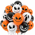 Halloween Balloons Set - Black & Orange with Ghost, Pumpkin & Skulla Designs - 30 Pieces