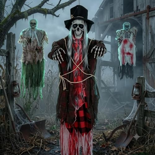 Halloween Hanging Skeleton Decorations 3 Pack Outdoor Indoor Porch Tree Scene Set