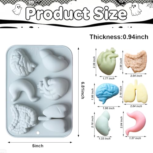 Halloween Realistic Human Organ Silicone Mold 2 Pack for Cake & Candy Decoration