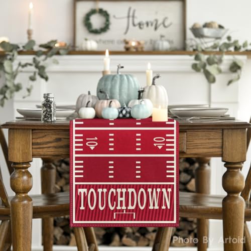 American Football Table Runner - Red Touch Down 13x72 Inch for Home & Party Decor