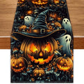 Ghost Pumpkin Halloween Table Runner 13x72 Inches for Autumn Decor - FARMNALL