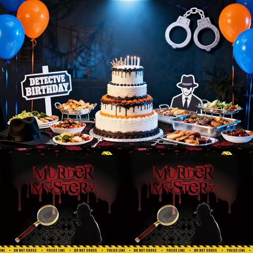 Murder Mystery Tablecloth Decorations Set - 55x86 Inches, 3 Pack