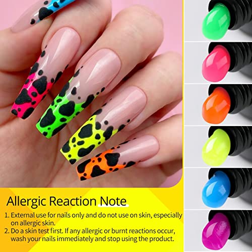 Neon Poly Nail Gel Set - 6 Colors for Extensions & Nail Art, Halloween Pink Neon - Variation of Neon