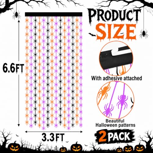 Halloween Spider Curtain Fringe Set - Orange Purple Black Door Backdrop 2 Pack