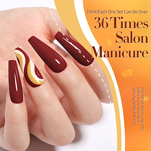 Born Pretty Maple Caramel Fall Winter Gel Nail Polish Set - 6 Trendy Shades