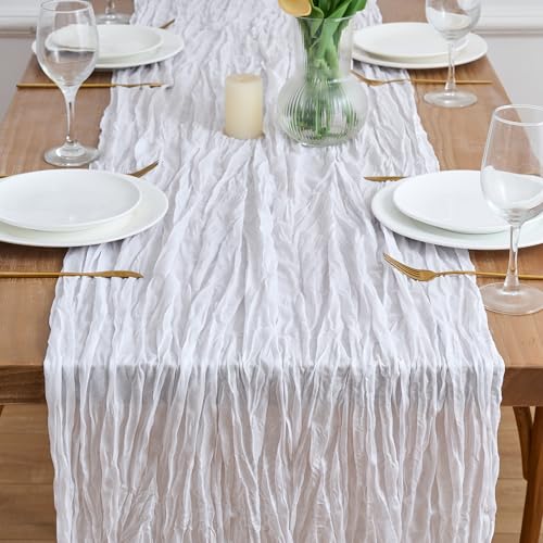 12 Pack Ivory White Cheesecloth Table Runner 10FT Fall Boho Wedding Decor