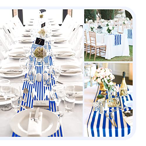 Blue & White Striped Table Runner 12x72 Inches Set of 10 - Elegant Linen Decor