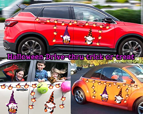 Halloween Car Refrigerator Magnets Set - Reflective Pumpkin Gnome & Trick or Treat Design - Variation of Halloween