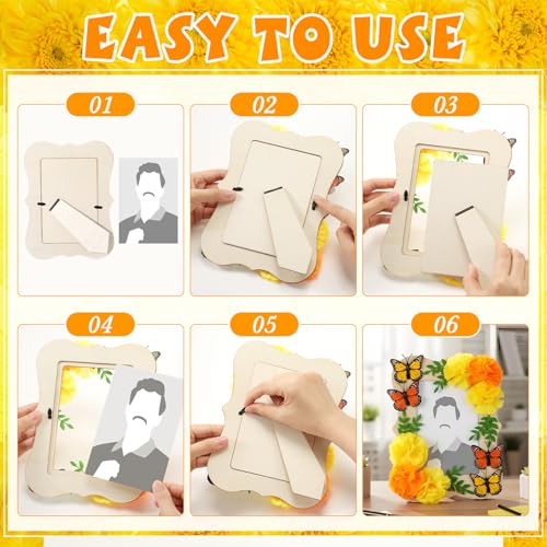 Dia De Los Muertos Picture Frames - Handmade Wooden Memorial Frames with Marigolds & Butterflies - 4 Pack, Fashion Style