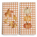 Fall Pumpkin Maple Leaf Kitchen Decor Dish Towels Set of 2 - Variation 14