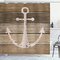 Ambesonne Nautical Anchor Shower Curtain - Brown Camel 69"x84" Fabric Bath Decor with Hooks