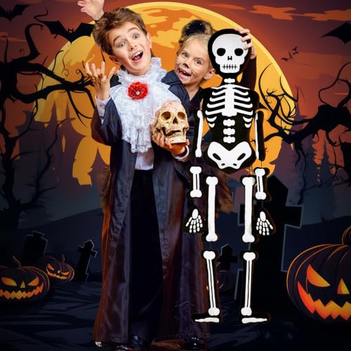 47 Inch Halloween Skeleton Pillow Spooky Plush Decor - Life Size Skull Cushion