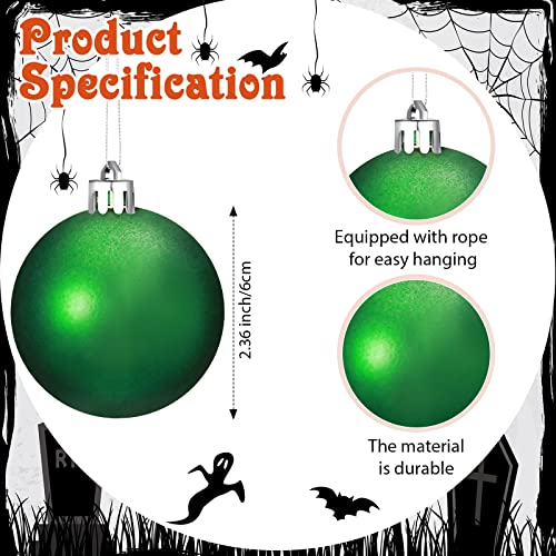 24 Pcs Christmas Tree Ornaments - Plastic Hanging Decor Balls in Black, Purple, Green & Orange - 2.4 Inch Holiday Decorations
