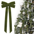 Green Velvet Ribbon Bows 12-Pack Christmas Tree Decorations Holiday Ornaments