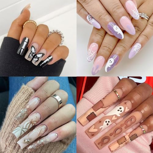 Halloween Nail Stickers Ghost Pumpkin Stars Moon Fall Design 3 Sheets Style-4