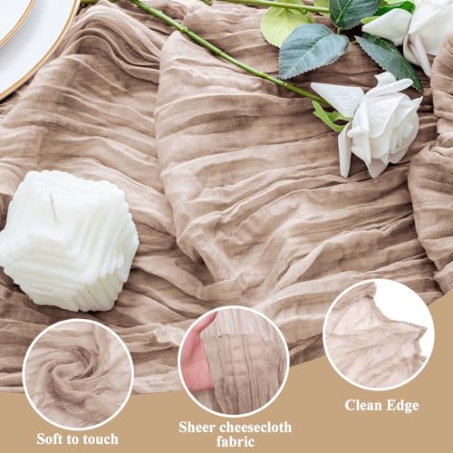 Nude Pink 12-Pack 10FT Cheesecloth Table Runners - Boho Rustic Elegant Decor
