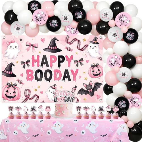 Pink Black Happy Boo Day Decorations for Girls Birthday Party - Variation of this listing: Pink Black Birthday a
