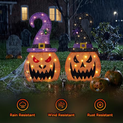 Veltenovaire 28-inch Halloween Lighted Pumpkin Set of 2 - Outdoor Decor