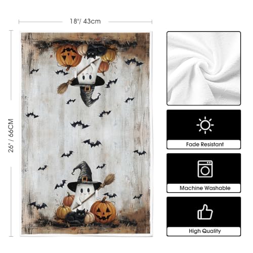 Halloween Kitchen Towels Set of 2 - Ghost Happy Fall Decor 18x26 Inches