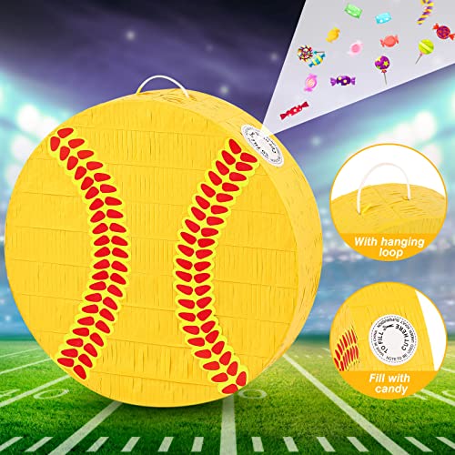 Softball Piñata Set with Blindfold and Stick - Sports Party Decor, 3 Pieces - Variation: Softball