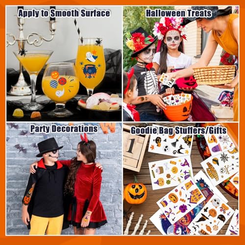 Kids Temporary Tattoo Sleeves Set for Halloween Party - 36 Waterproof Sheets
