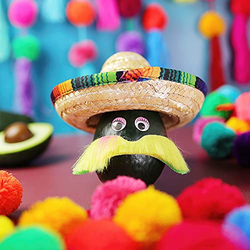 Mini Mexican Straw Sombrero Party Hats - Set of 12 for Cinco de Mayo and Events