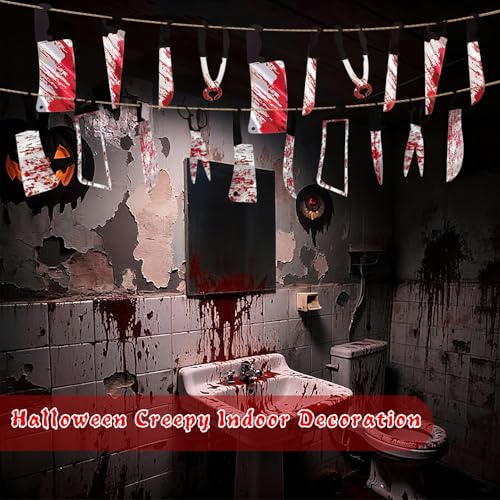 Halloween Horror Garland Banner with Blood-Splattered Weapons Indoor Decor