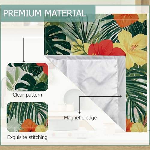Tropical Flowers Magnetic Dishwasher Cover - Summer Palm Leaves Refrigerator Decor 23x26 Inch - Variation of This Listing