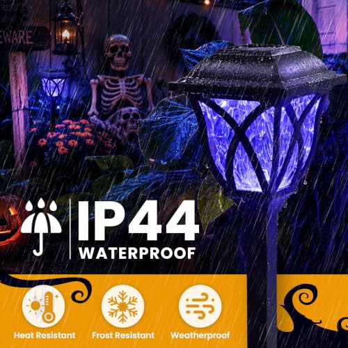 GIGALUMI Solar Halloween Pathway Lights 6 Pack - Purple Outdoor Decor