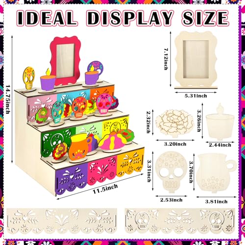 Dia De Los Muertos Ofrenda Altar Shadow Box - Traditional Wooden Decor with DIY Kit