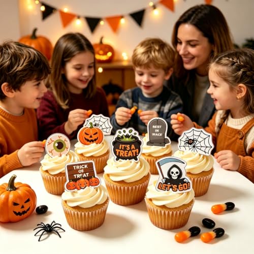 Edible Halloween Cake Toppers - Vibrant Wafer Paper Decorations, 72 Pieces