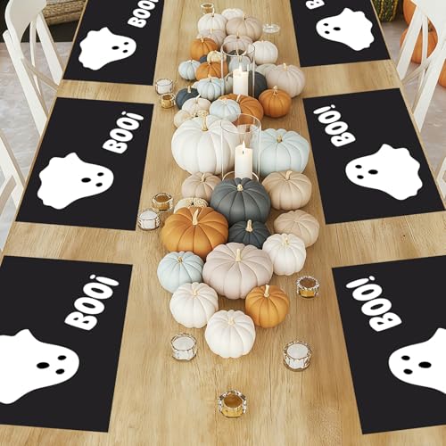 Halloween Ghost Boo Paper Placemats - Black Ghost, 100 Pack