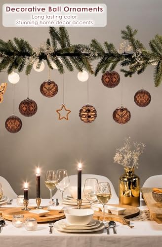 Large Bronze Christmas Ornaments Balls Set of 4 - Shatterproof Holiday Tree Decor