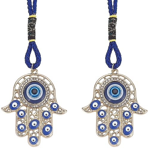2PCS Hamsa Hand Amulet Pendant with Evil Eye - Lucky Protection Decor for Car & Home