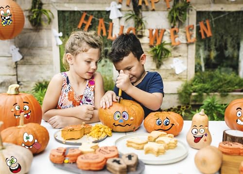 Hying Halloween Pumpkin Stickers Style 3 - Skeleton Joker Face Self-Adhesive DIY Decals for Party Decorations