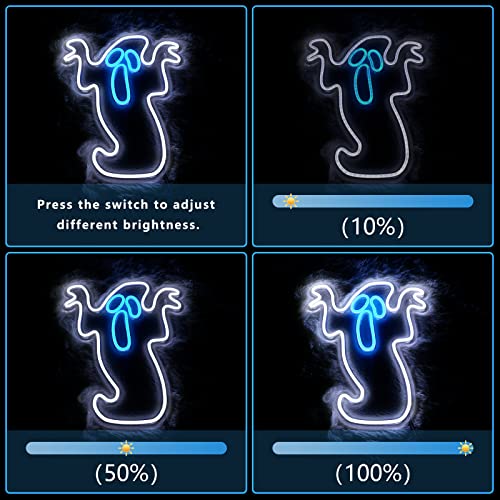 Halloween Ghost Neon Light - Flickering Boo Neon Sign for Wall & Party Decor - H-Ghost Variation
