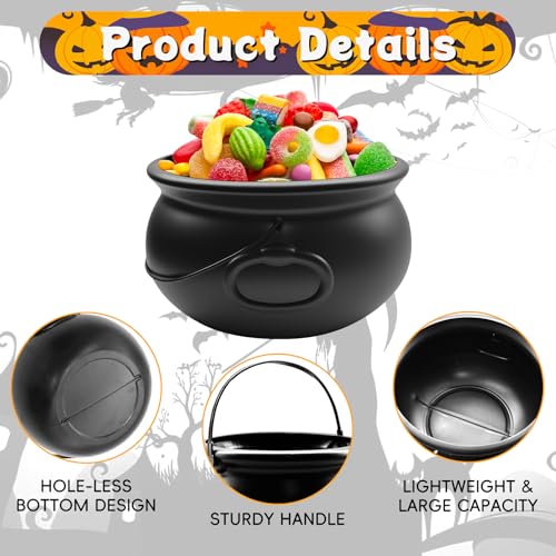 Halloween Cauldron Set with Mini Buckets - 10 Pieces, Plastic Witch Decor