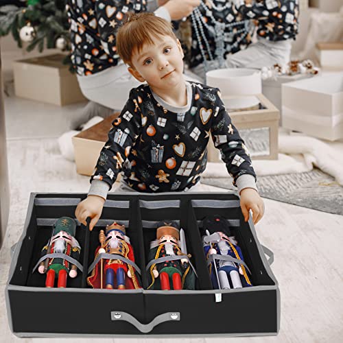ProPik Black Christmas Figurines Storage Box - Holds 4 Figures Up to 16 Inches, Adjustable Dividers, See-Through Lid